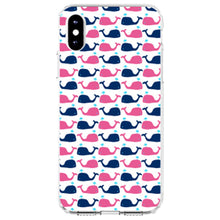 DistinctInk® Clear Shockproof Hybrid Case for Apple iPhone / Samsung Galaxy / Google Pixel - Pink Navy Cartoon Whales