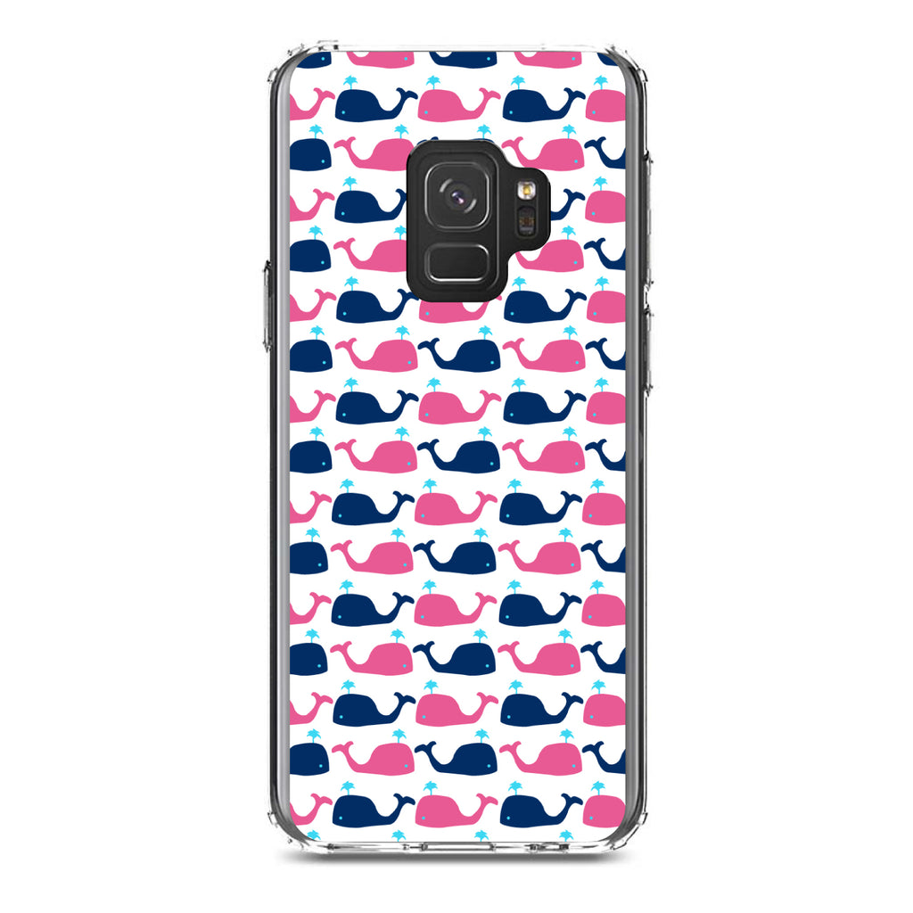 Pink Navy Cartoon Whales Clear Shockproof iPhone Case, view 19