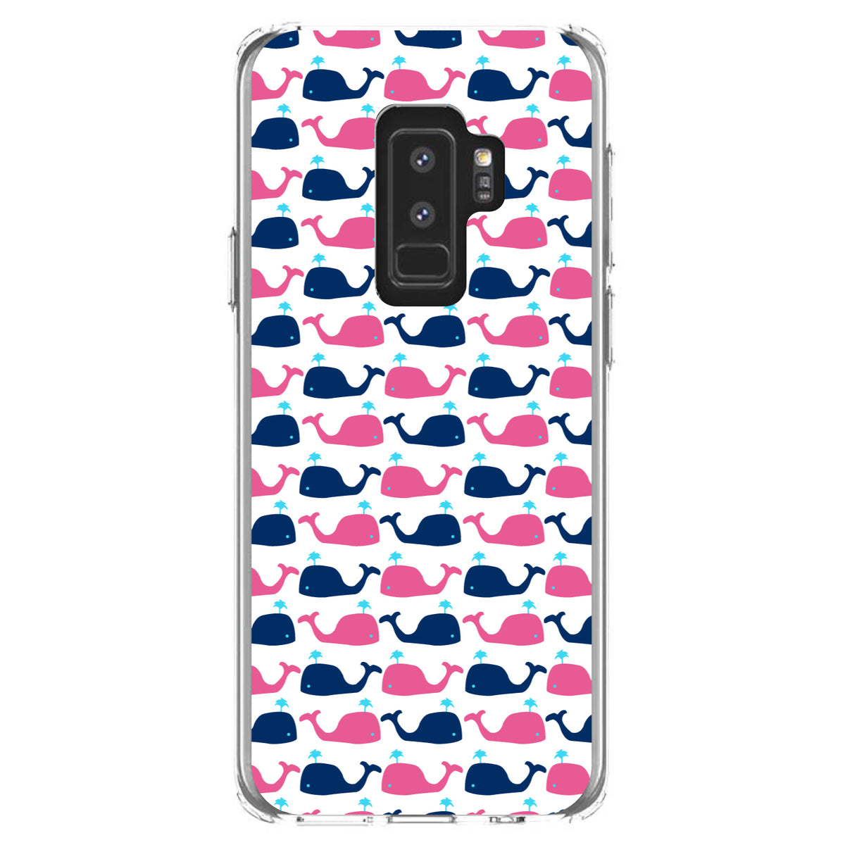Pink Navy Cartoon Whales Clear Shockproof iPhone Case, view 20