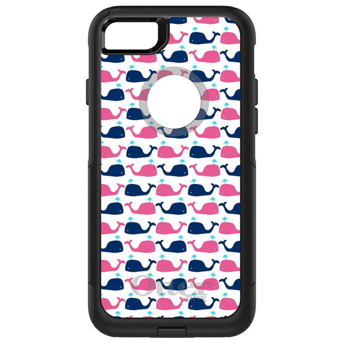 DistinctInk OtterBox Commuter Series Case for Apple iPhone or Samsung Galaxy - Pink Navy Cartoon Whales