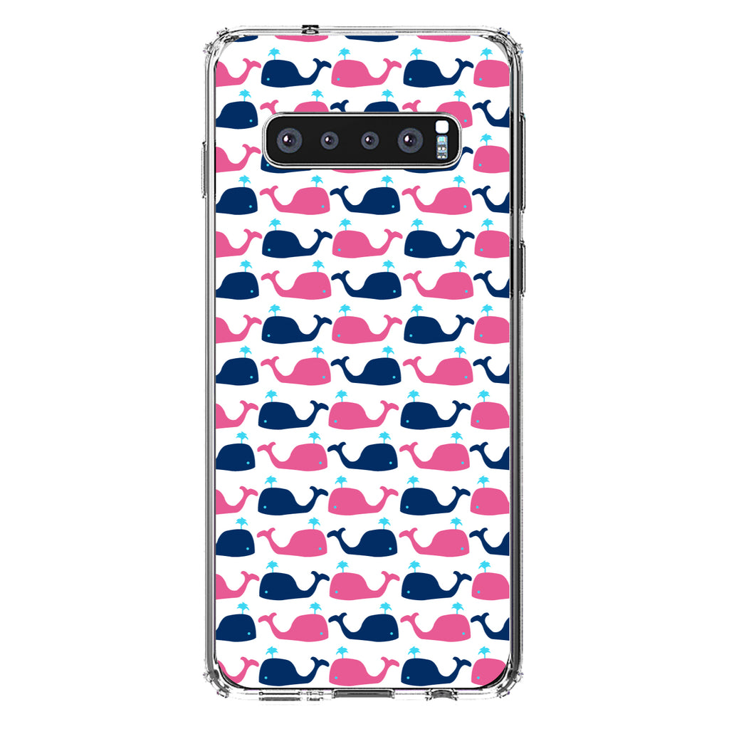 Pink Navy Cartoon Whales Clear Shockproof iPhone Case, view 17