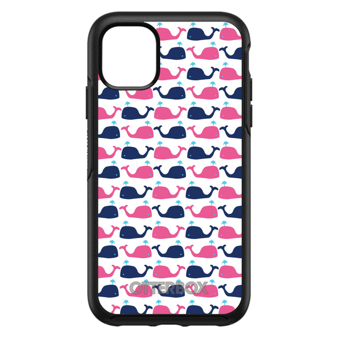 DistinctInk™ OtterBox Symmetry Series Case for Apple iPhone / Samsung Galaxy / Google Pixel - Pink Navy Cartoon Whales