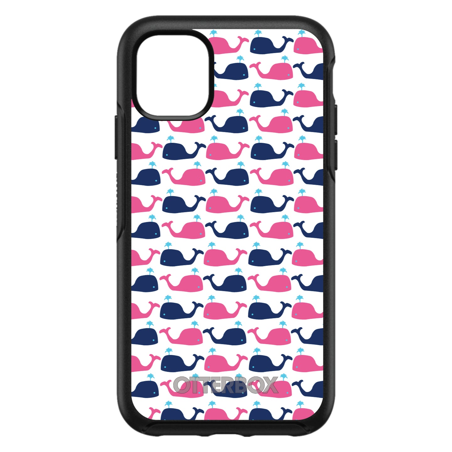 DistinctInk™ OtterBox Symmetry Series Case for Apple iPhone / Samsung Galaxy / Google Pixel - Pink Navy Cartoon Whales