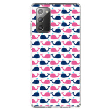 DistinctInk® Clear Shockproof Hybrid Case for Apple iPhone / Samsung Galaxy / Google Pixel - Pink Navy Cartoon Whales