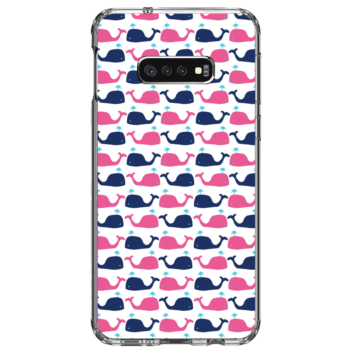 Pink Navy Cartoon Whales Clear Shockproof iPhone Case, view 18
