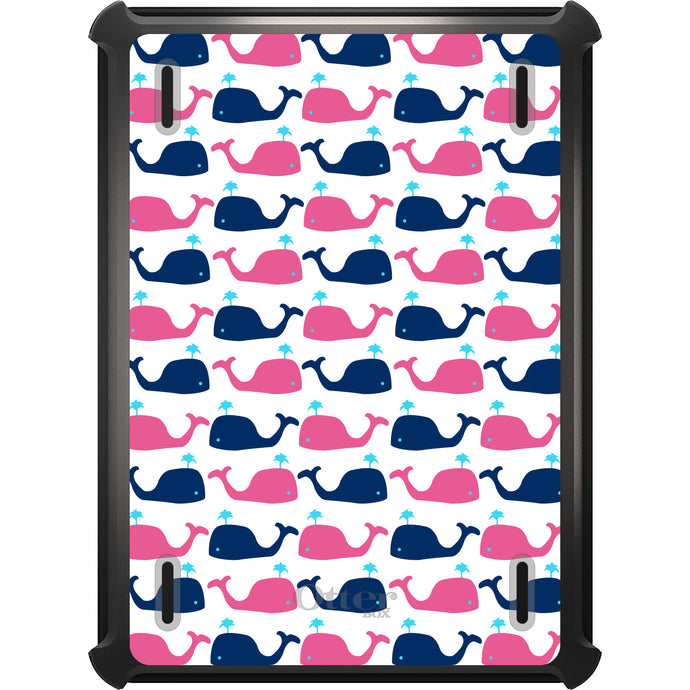 DistinctInk™ OtterBox Defender Series Case for Apple iPad / iPad Pro / iPad Air / iPad Mini - Pink Navy Cartoon Whales