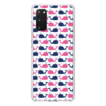 DistinctInk® Clear Shockproof Hybrid Case for Apple iPhone / Samsung Galaxy / Google Pixel - Pink Navy Cartoon Whales