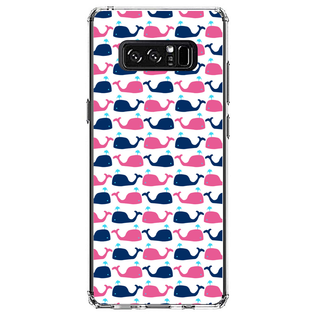 Pink Navy Cartoon Whales Clear Shockproof iPhone Case, view 12