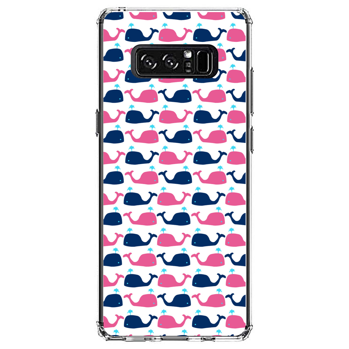 Pink Navy Cartoon Whales Clear Shockproof iPhone Case, view 12
