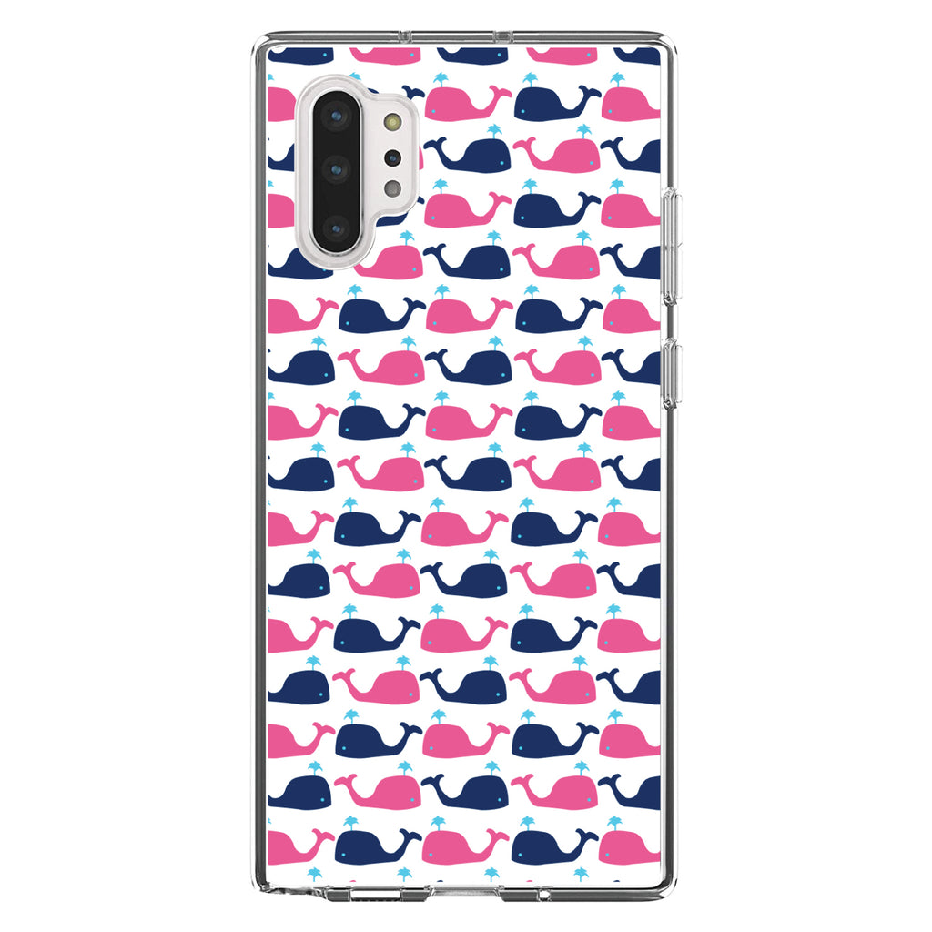 Pink Navy Cartoon Whales Clear Shockproof iPhone Case, view 10