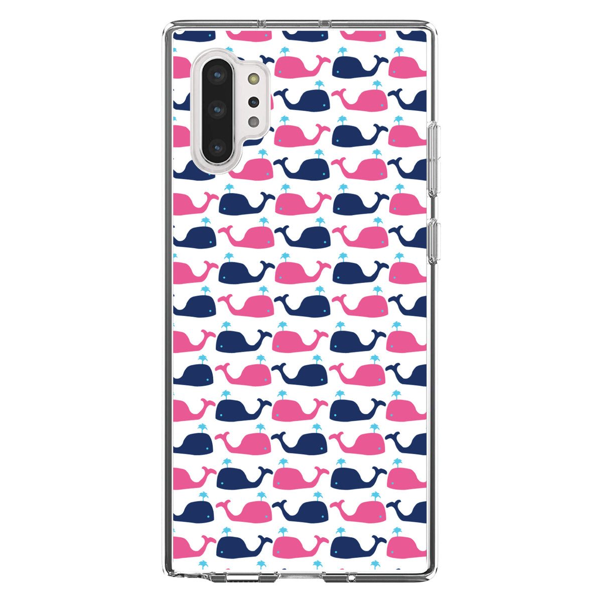 Pink Navy Cartoon Whales Clear Shockproof iPhone Case, view 10