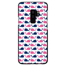 DistinctInk® Hard Plastic Snap-On Case for Apple iPhone or Samsung Galaxy - Pink Navy Cartoon Whales