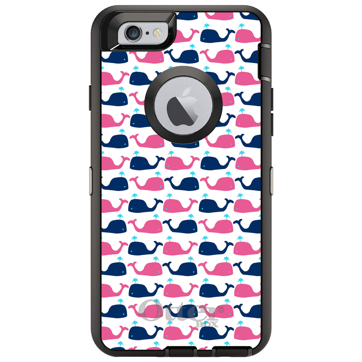 Pink Navy Cartoon Whales OtterBox Defender Case for iPhone & Galaxy, view 4