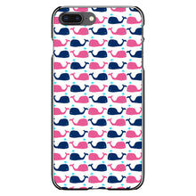 DistinctInk® Hard Plastic Snap-On Case for Apple iPhone or Samsung Galaxy - Pink Navy Cartoon Whales