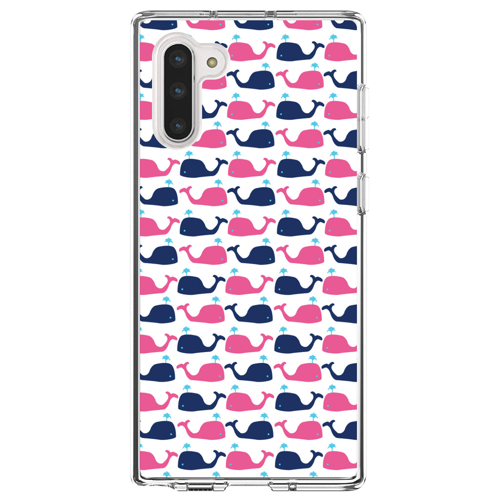 Pink Navy Cartoon Whales Clear Shockproof iPhone Case, view 9