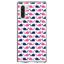 DistinctInk® Clear Shockproof Hybrid Case for Apple iPhone / Samsung Galaxy / Google Pixel - Pink Navy Cartoon Whales