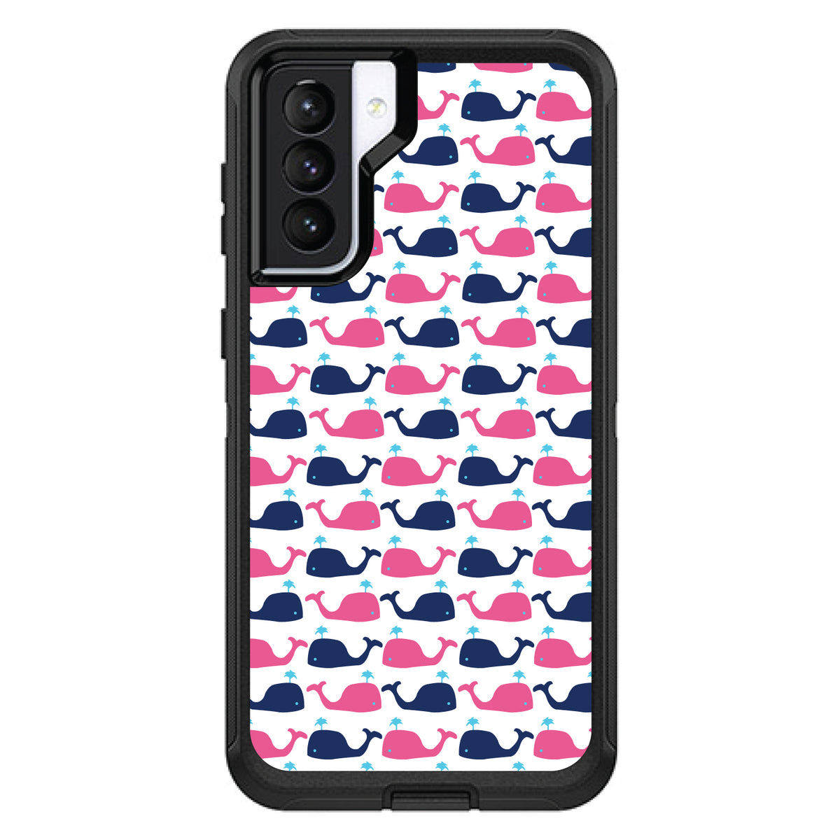 Pink Navy Cartoon Whales OtterBox Defender Case for iPhone & Galaxy, view 6