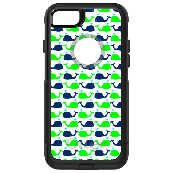 DistinctInk OtterBox Commuter Series Case for Apple iPhone or Samsung Galaxy - Green Navy Cartoon Whales