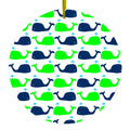 Green Navy Cartoon Whales Ceramic Ornament