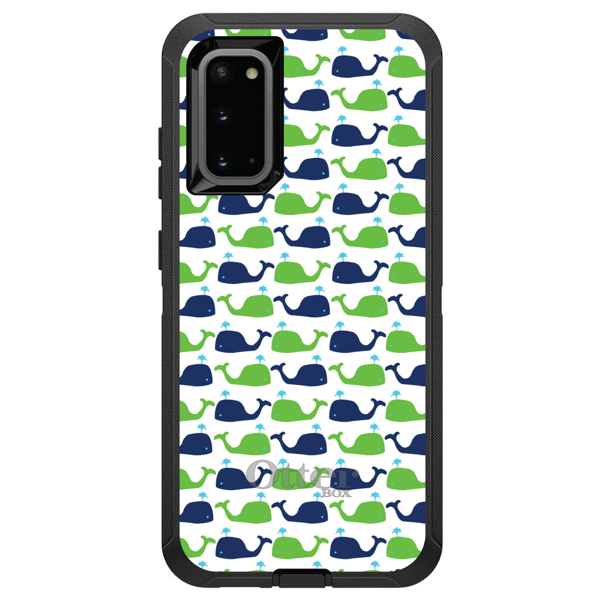 Green Navy Cartoon Whales OtterBox Defender Case for iPhone & Galaxy, view 8