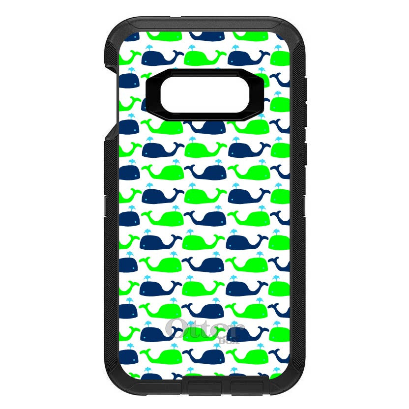 Green Navy Cartoon Whales OtterBox Defender Case for iPhone & Galaxy, view 10