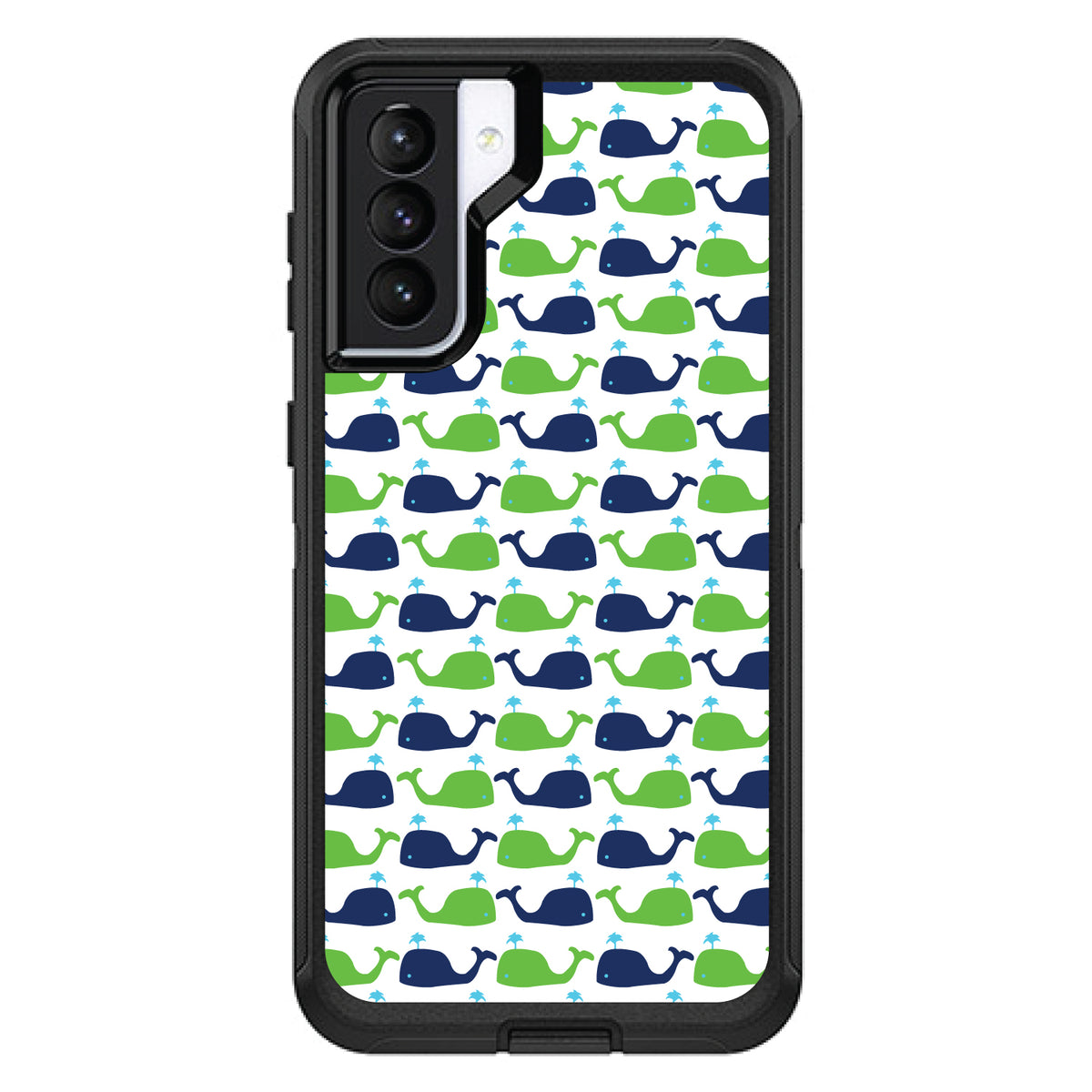 Green Navy Cartoon Whales OtterBox Defender Case for iPhone & Galaxy, view 5