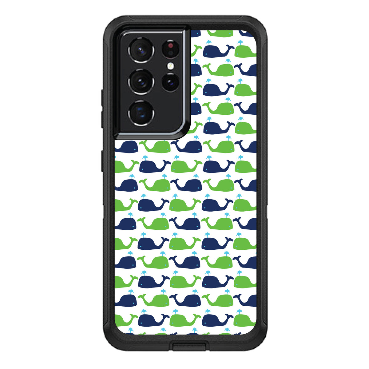 Green Navy Cartoon Whales OtterBox Defender Case for iPhone & Galaxy, view 7