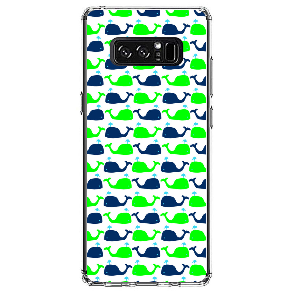 Green Navy Cartoon Whales Clear Shockproof iPhone Case, view 12