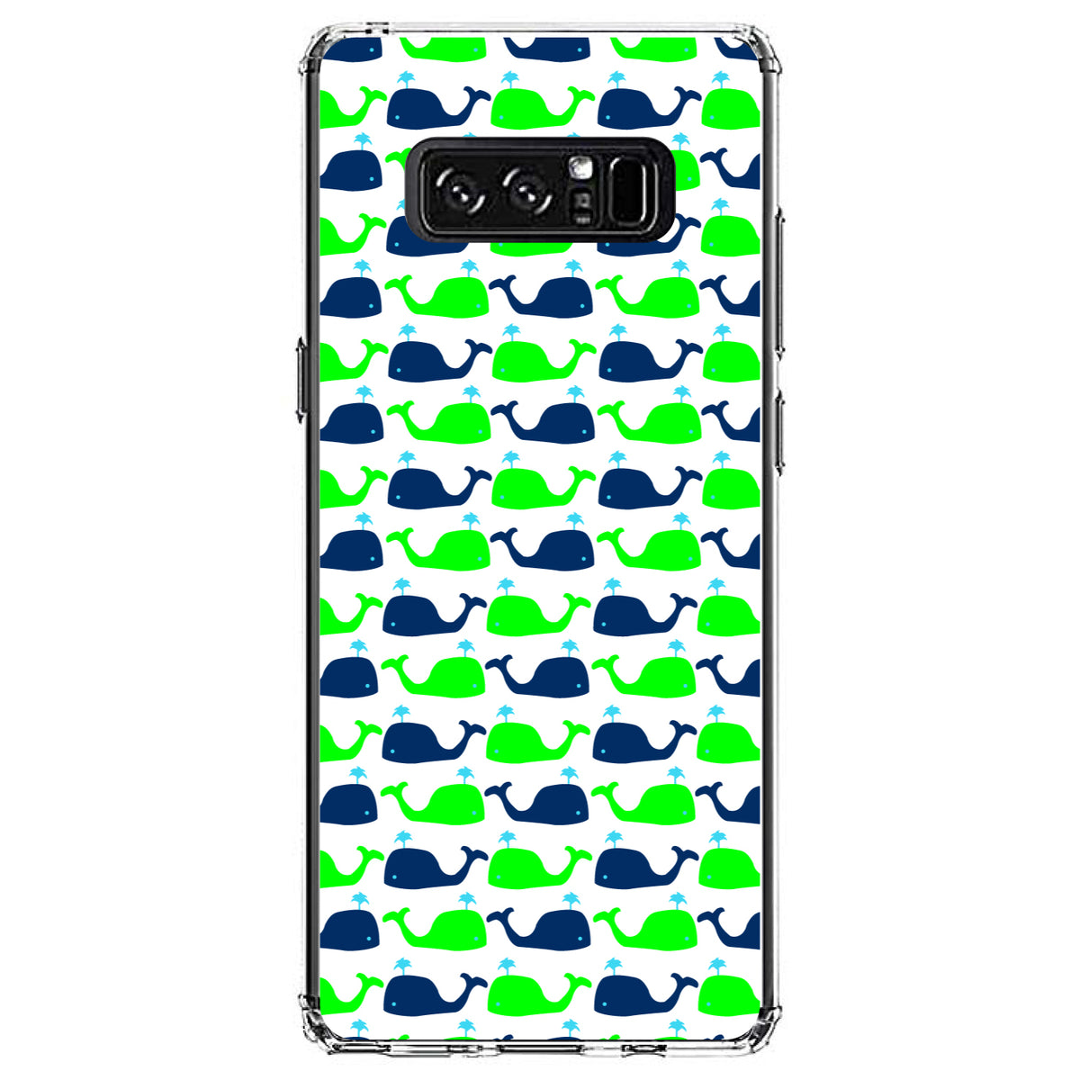 Green Navy Cartoon Whales Clear Shockproof iPhone Case, view 12