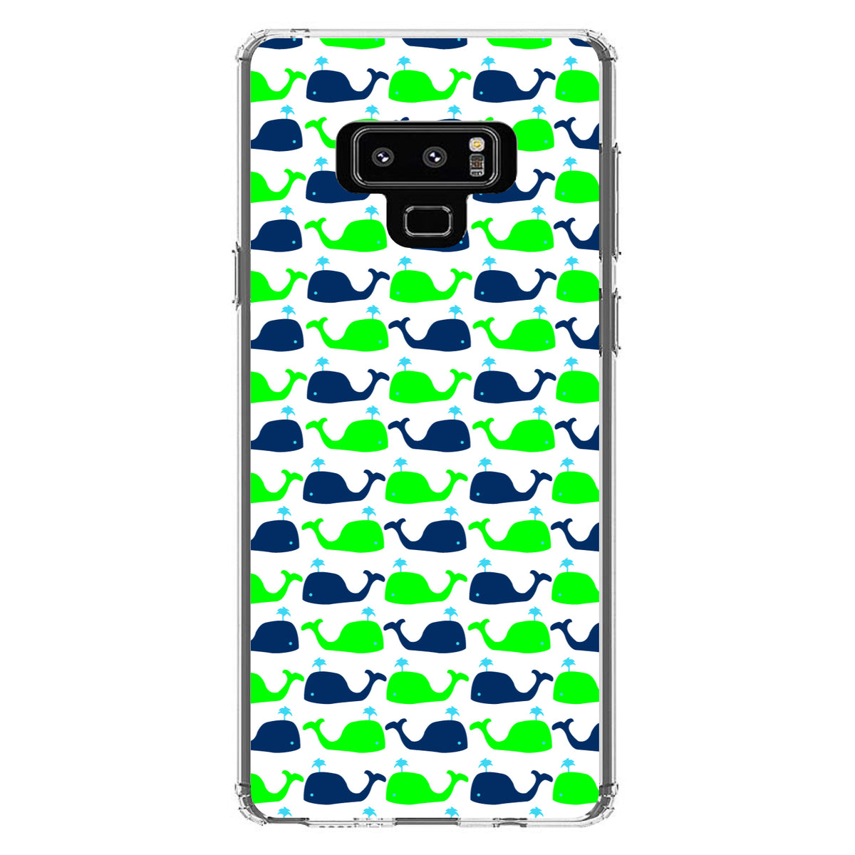 Green Navy Cartoon Whales Clear Shockproof iPhone Case, view 11