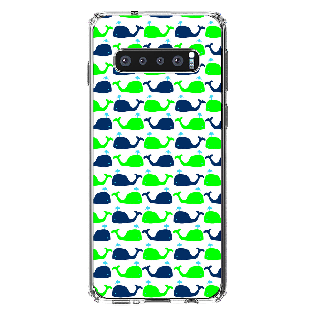 Green Navy Cartoon Whales Clear Shockproof iPhone Case, view 16