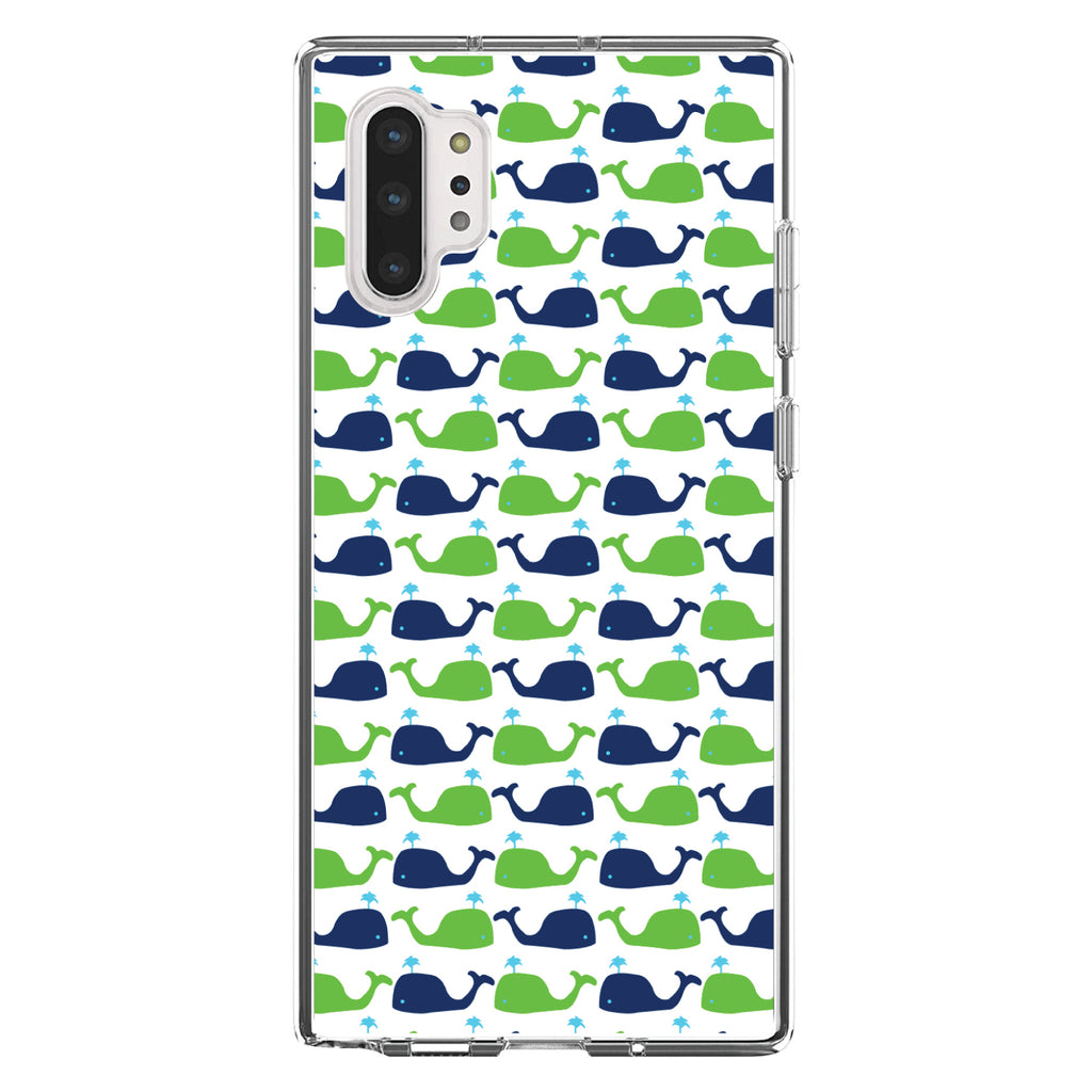 Green Navy Cartoon Whales Clear Shockproof iPhone Case, view 10