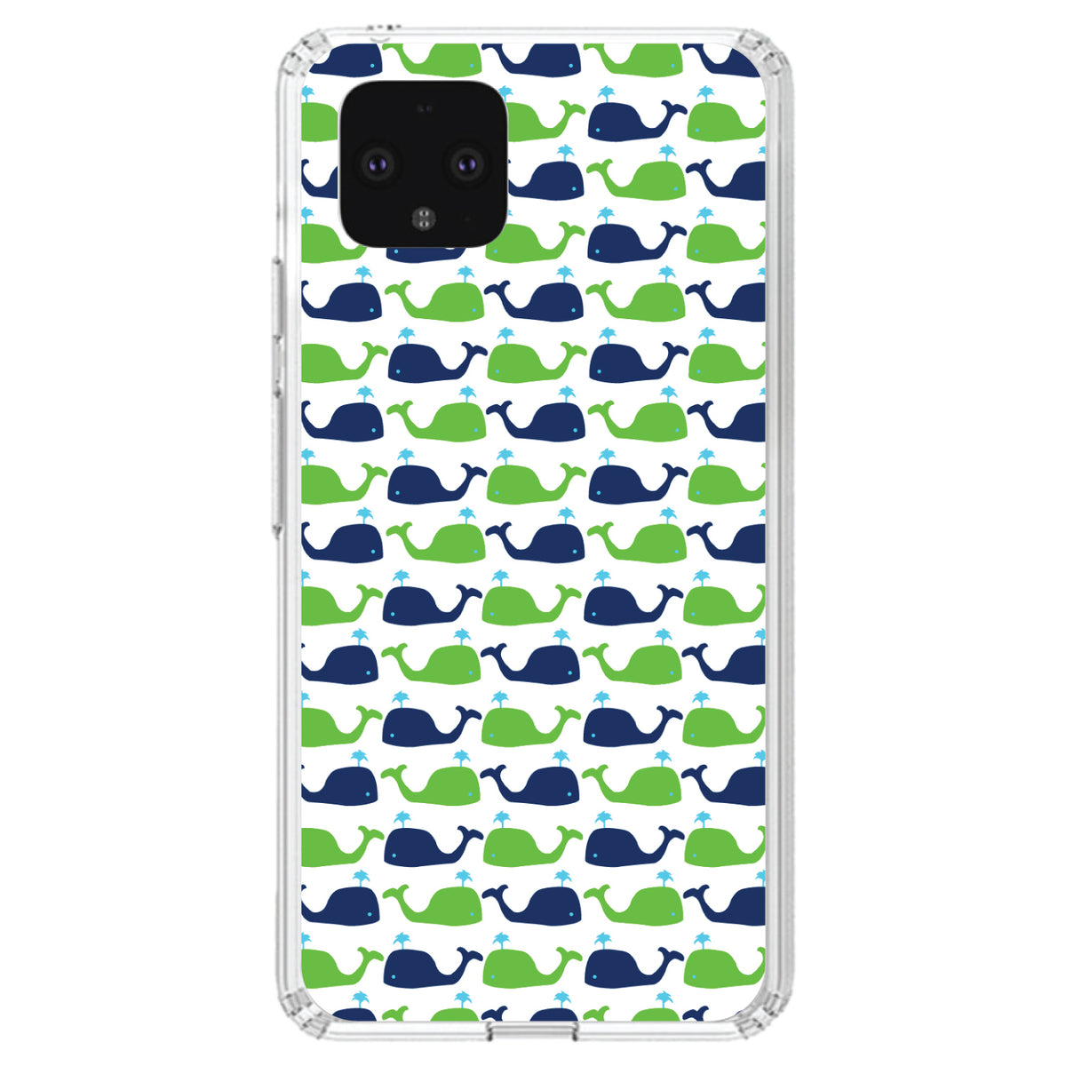 Green Navy Cartoon Whales Clear Shockproof iPhone Case, view 23