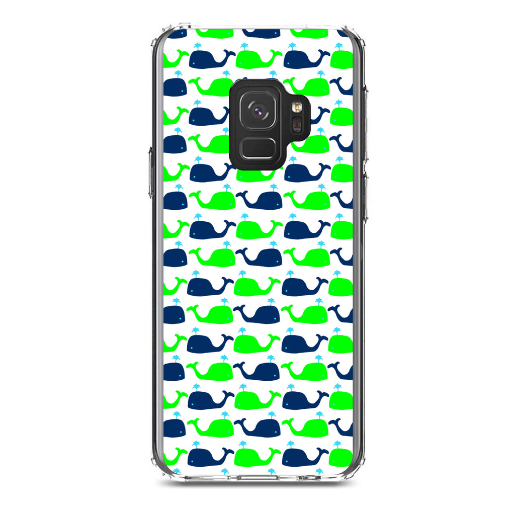 Green Navy Cartoon Whales Clear Shockproof iPhone Case, view 19