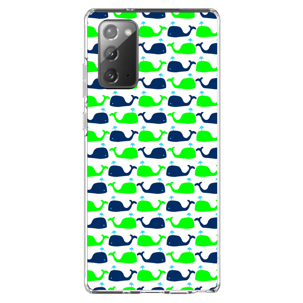 Green Navy Cartoon Whales Clear Shockproof iPhone Case, view 7