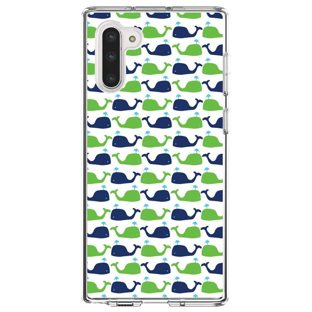 Green Navy Cartoon Whales Clear Shockproof iPhone Case, view 9