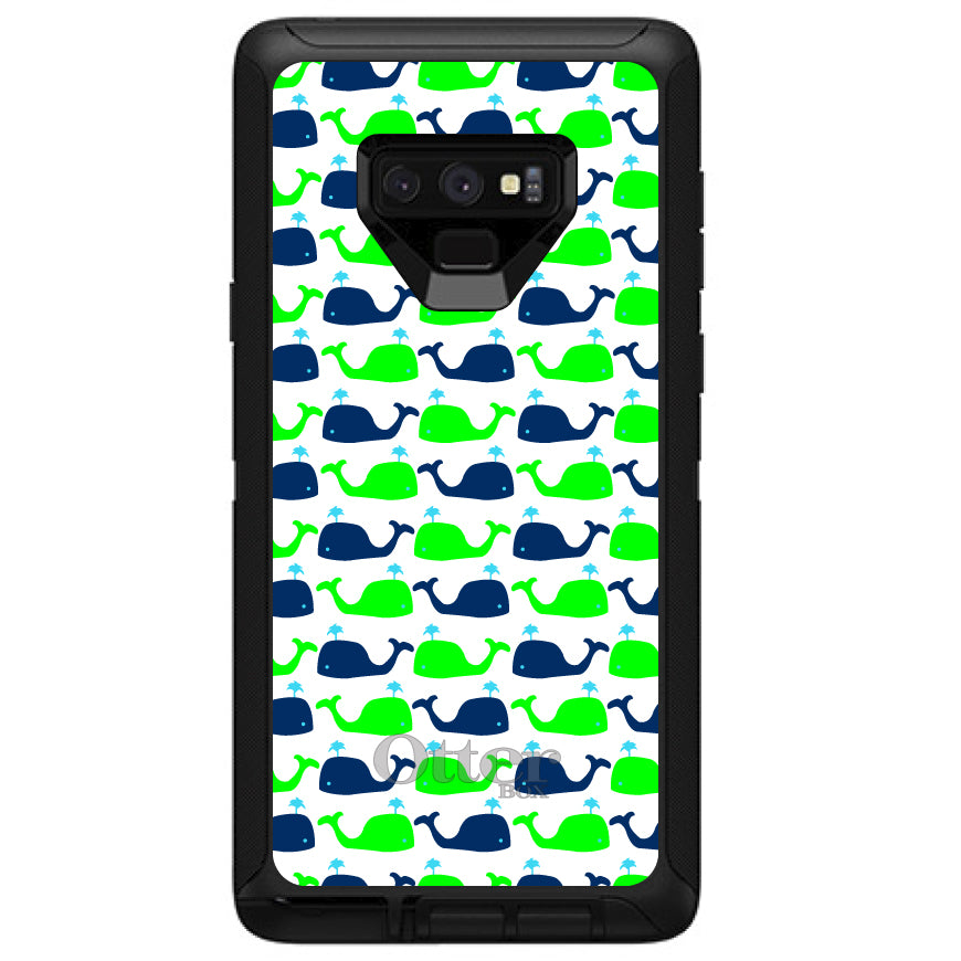 Green Navy Cartoon Whales OtterBox Defender Case for iPhone & Galaxy, view 16