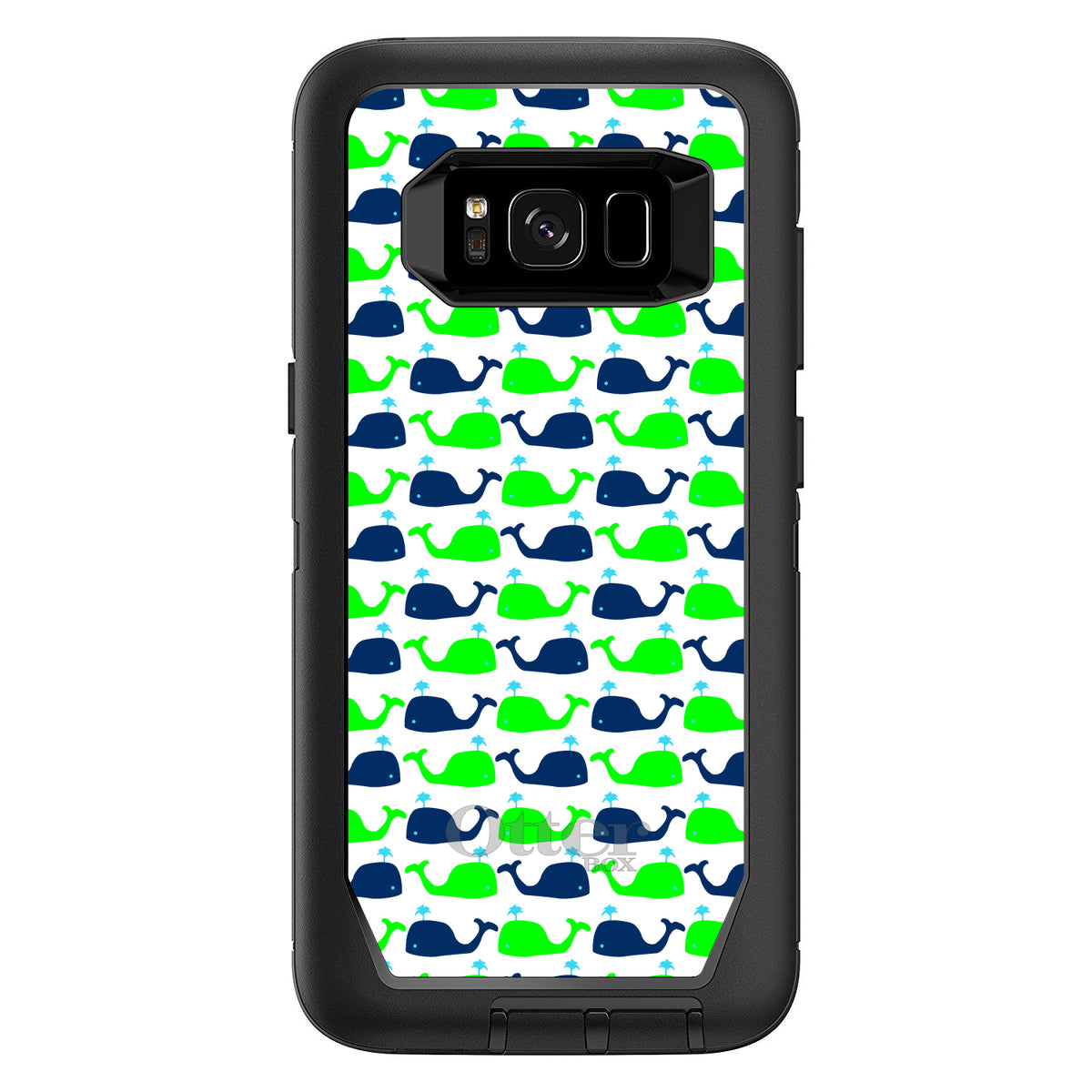 Green Navy Cartoon Whales OtterBox Defender Case for iPhone & Galaxy, view 12