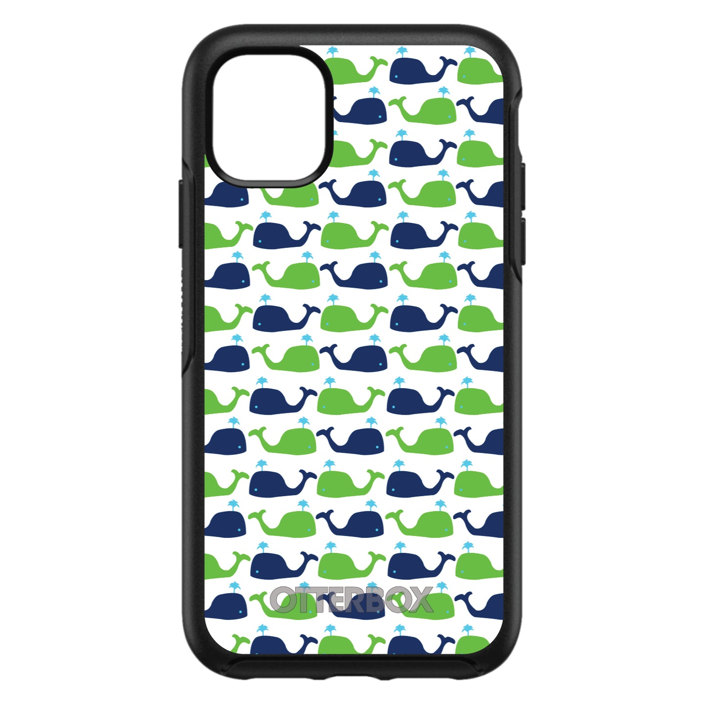 DistinctInk™ OtterBox Symmetry Series Case for Apple iPhone / Samsung Galaxy / Google Pixel - Green Navy Cartoon Whales