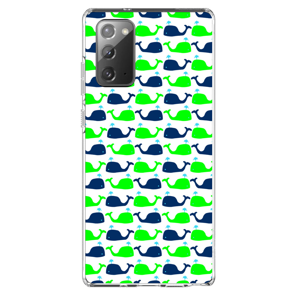 Green Navy Cartoon Whales Clear Shockproof iPhone Case, view 8