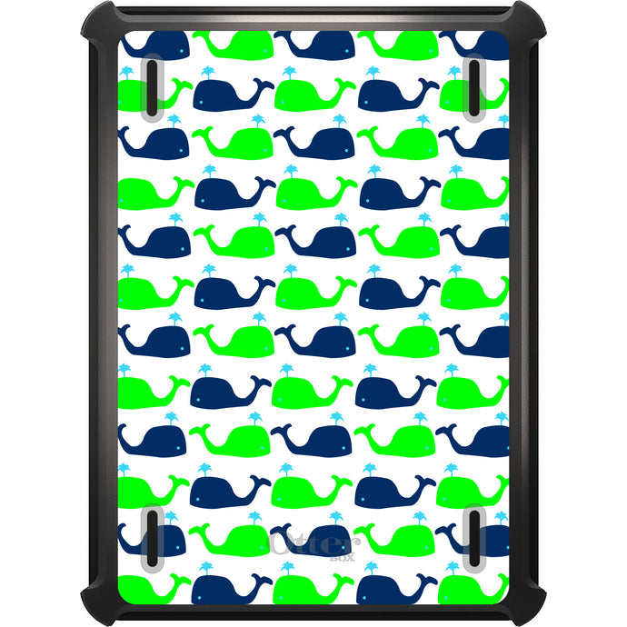 DistinctInk™ OtterBox Defender Series Case for Apple iPad / iPad Pro / iPad Air / iPad Mini - Green Navy Cartoon Whales