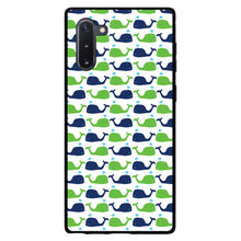 DistinctInk® Hard Plastic Snap-On Case for Apple iPhone or Samsung Galaxy - Green Navy Cartoon Whales