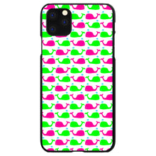 DistinctInk® Hard Plastic Snap-On Case for Apple iPhone or Samsung Galaxy - Green Pink Cartoon Whales