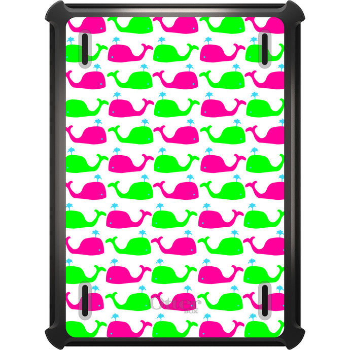 DistinctInk™ OtterBox Defender Series Case for Apple iPad / iPad Pro / iPad Air / iPad Mini - Green Pink Cartoon Whales