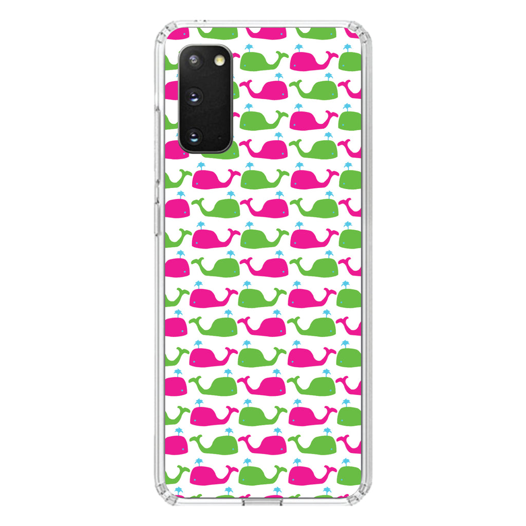 Green Pink Cartoon Whales Clear Shockproof iPhone Case, view 15
