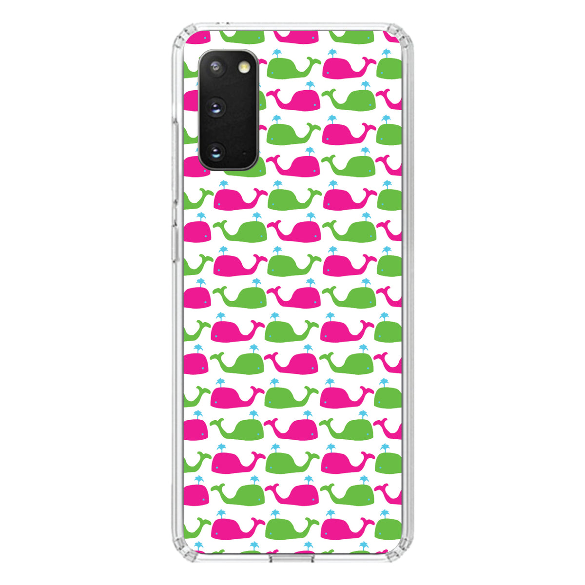 Green Pink Cartoon Whales Clear Shockproof iPhone Case, view 15