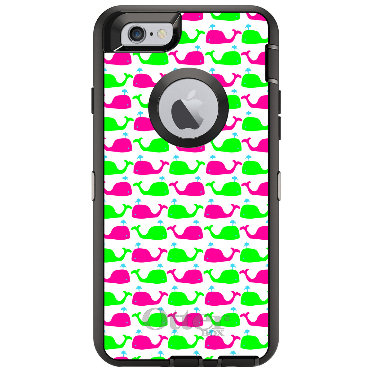 Green Pink Cartoon Whales OtterBox Defender Case for iPhone & Galaxy, view 4