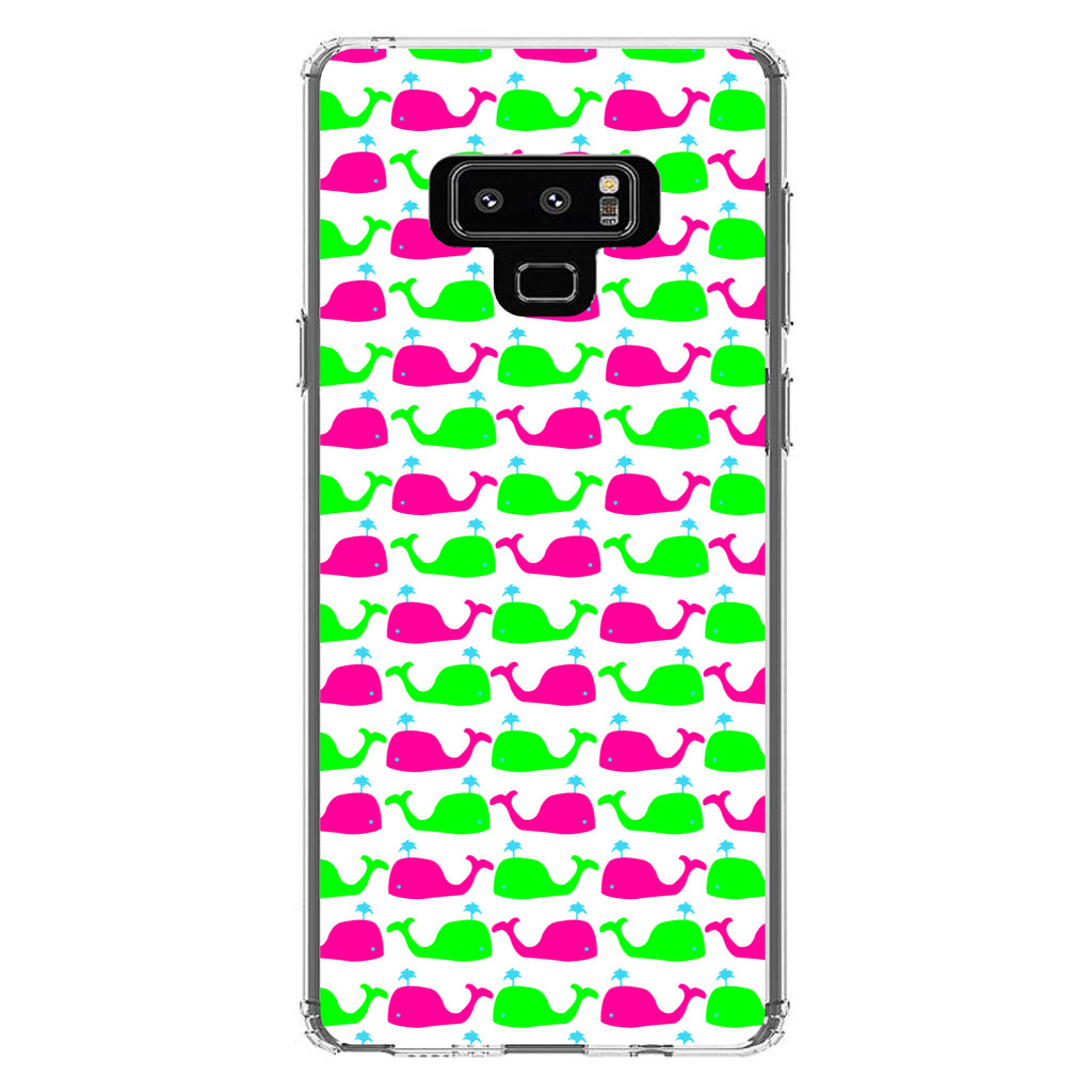 Green Pink Cartoon Whales Clear Shockproof iPhone Case, view 11