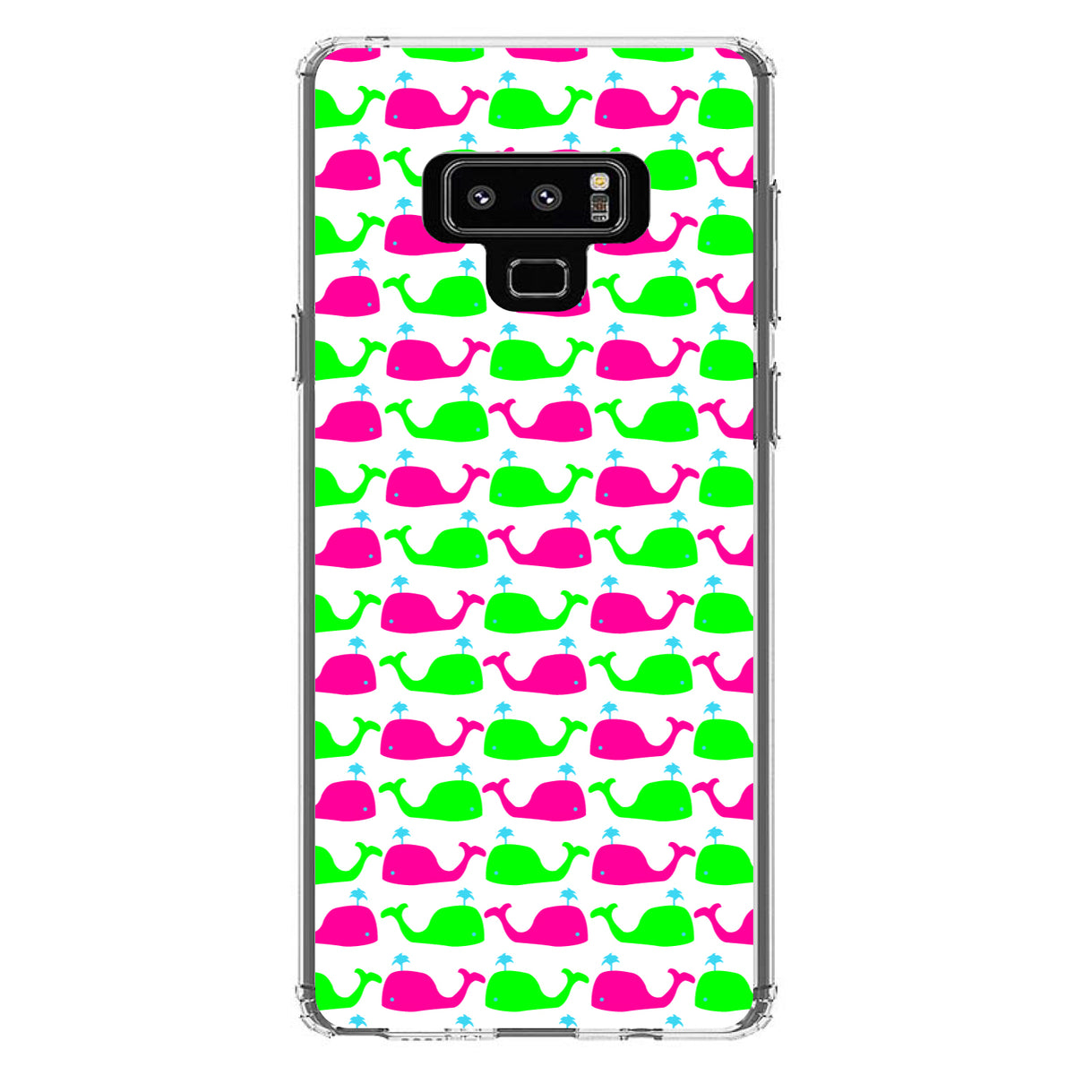 Green Pink Cartoon Whales Clear Shockproof iPhone Case, view 11