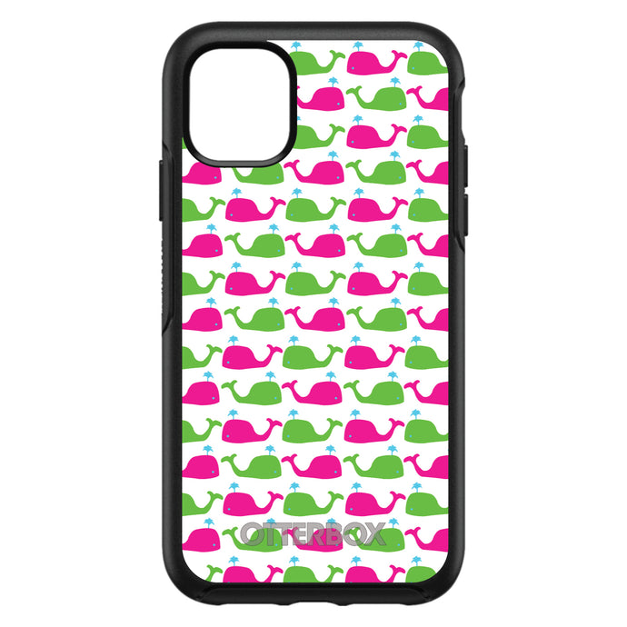 DistinctInk™ OtterBox Symmetry Series Case for Apple iPhone / Samsung Galaxy / Google Pixel - Green Pink Cartoon Whales